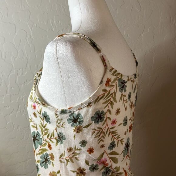 Divine Diva floral print sleeveless top adjustable straps blues & greens SZ S - Picture 3 of 9